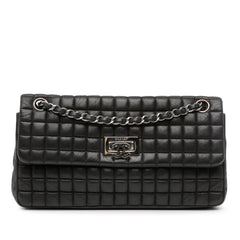 Chocolate Bar Iridescent Calfskin Bubble Flap