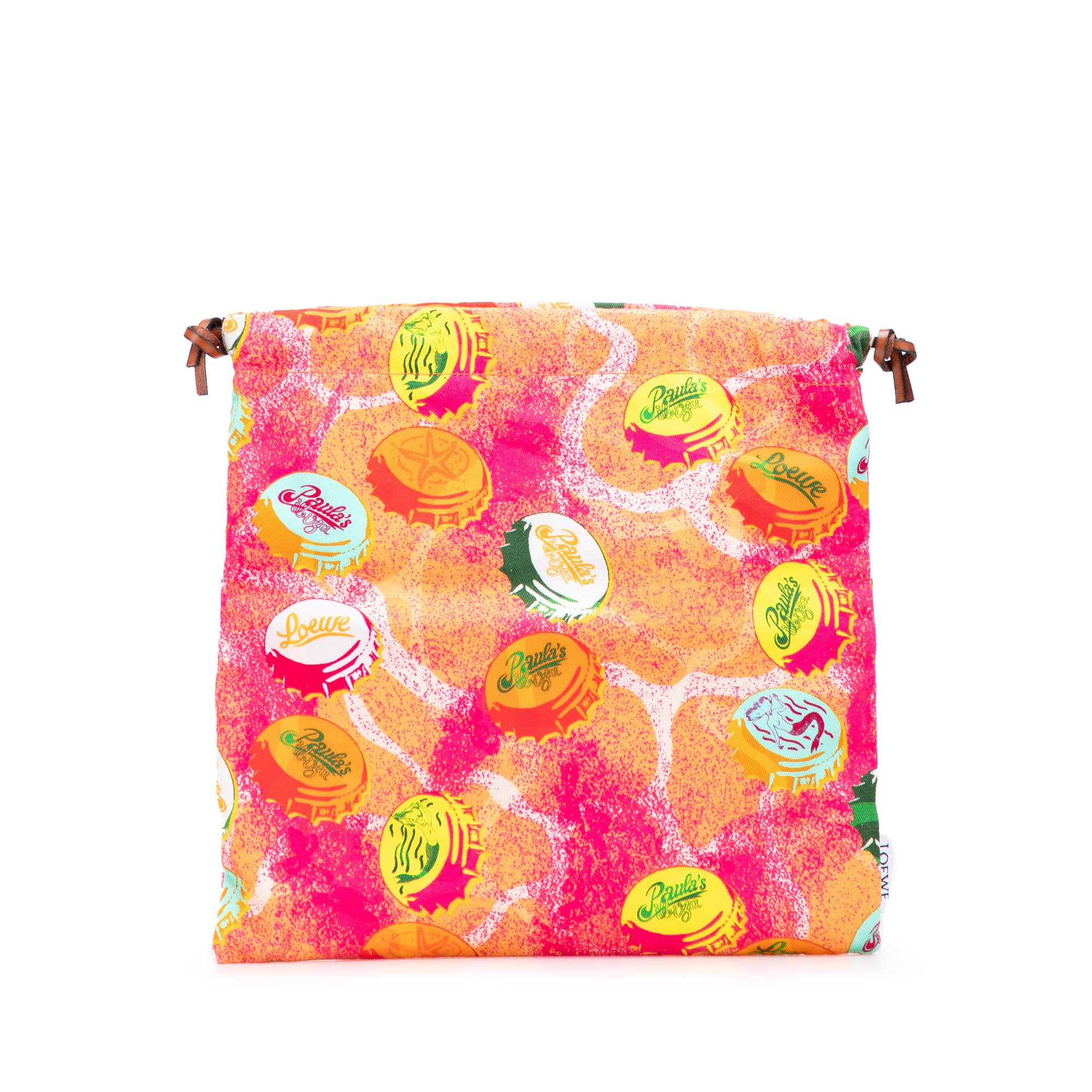 Paulas Ibiza Canvas Bottle Cap Print Drawstring Pouch