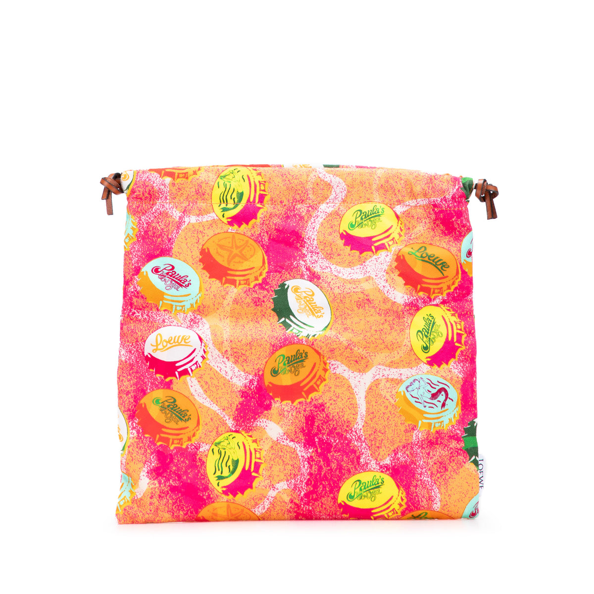 Paulas Ibiza Canvas Bottle Cap Print Drawstring Pouch