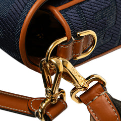 Zucca Embroidered Denim Baguette Satchel