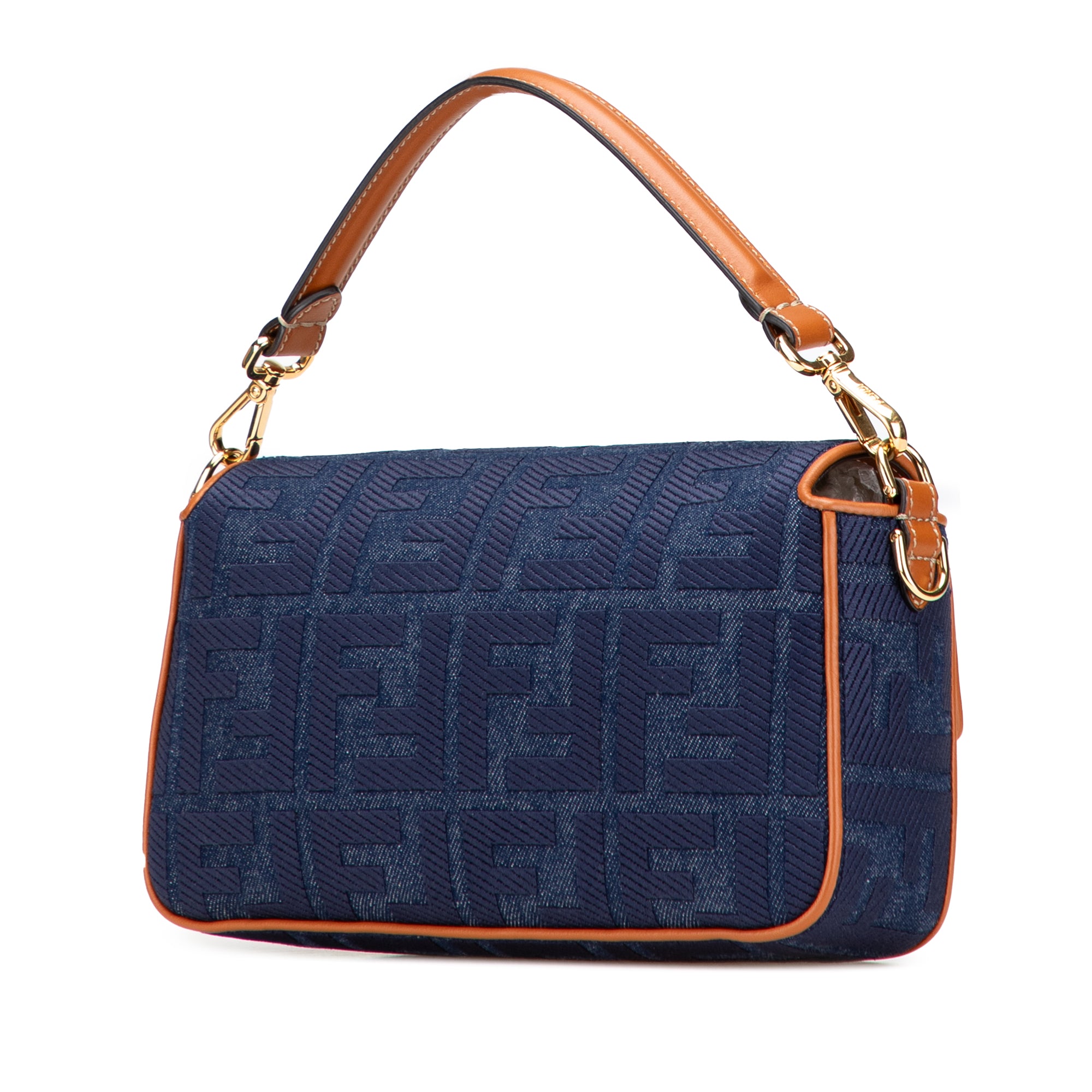 Zucca Embroidered Denim Baguette Satchel