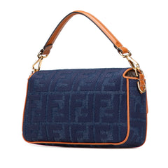 Zucca Embroidered Denim Baguette Satchel