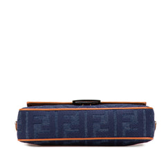 Zucca Embroidered Denim Baguette Satchel