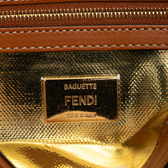Zucca Embroidered Denim Baguette Satchel
