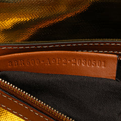 Zucca Embroidered Denim Baguette Satchel
