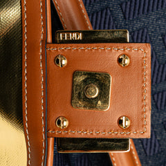 Zucca Embroidered Denim Baguette Satchel