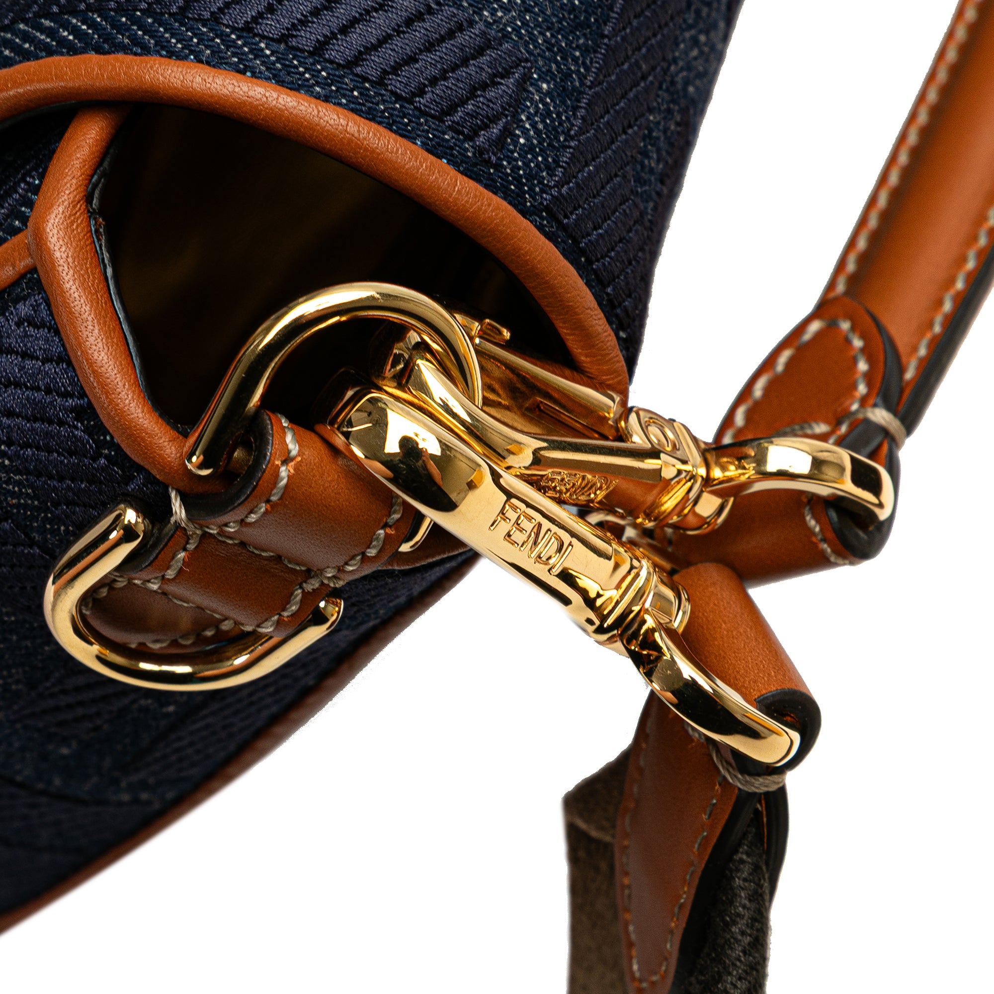 Zucca Embroidered Denim Baguette Satchel