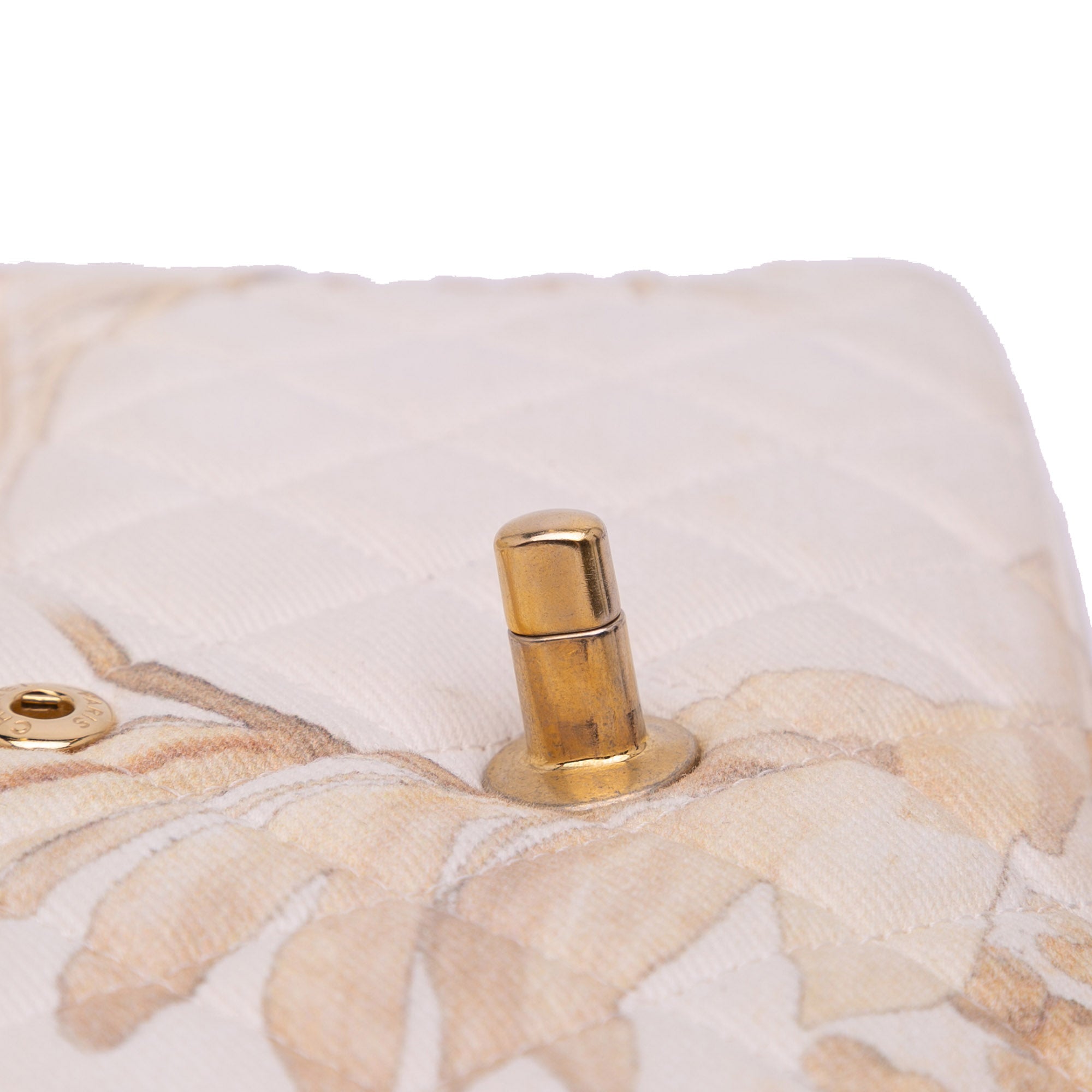 Medium Classic Printed Denim Floral Double Flap