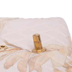 Medium Classic Printed Denim Floral Double Flap