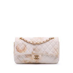Medium Classic Printed Denim Floral Double Flap