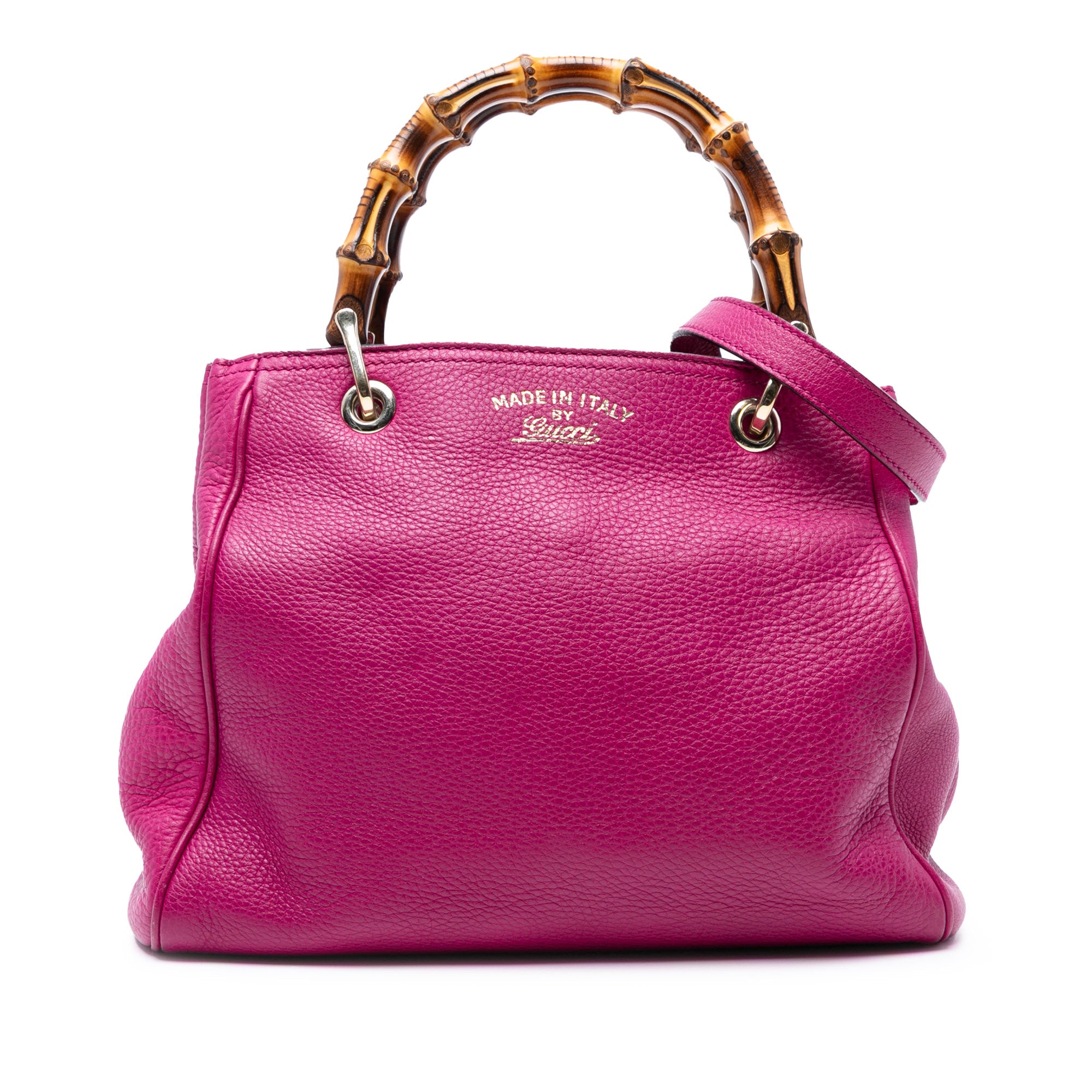 Small Calfskin Bamboo Shopper Satchel