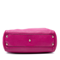 Small Calfskin Bamboo Shopper Satchel