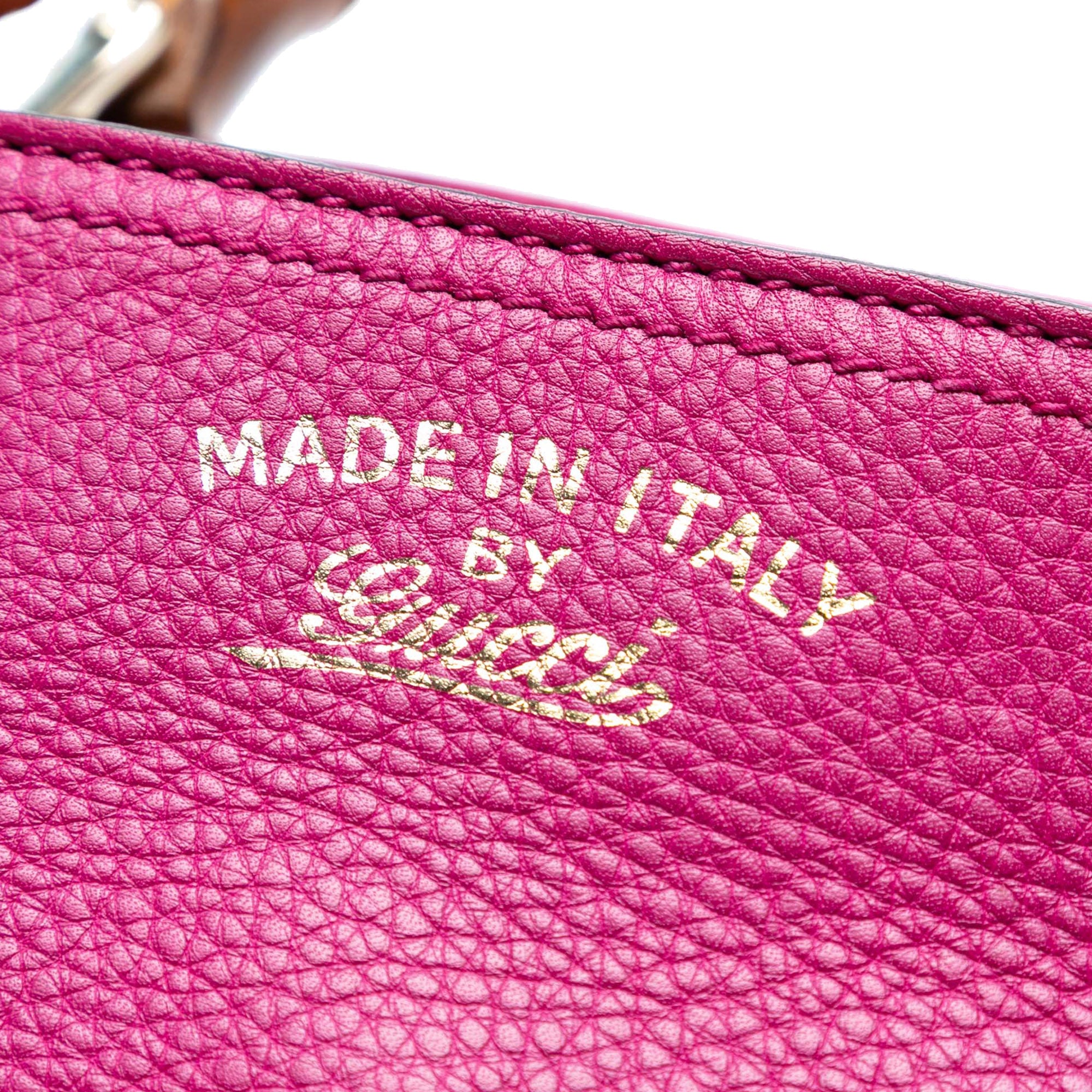 Small Calfskin Bamboo Shopper Satchel