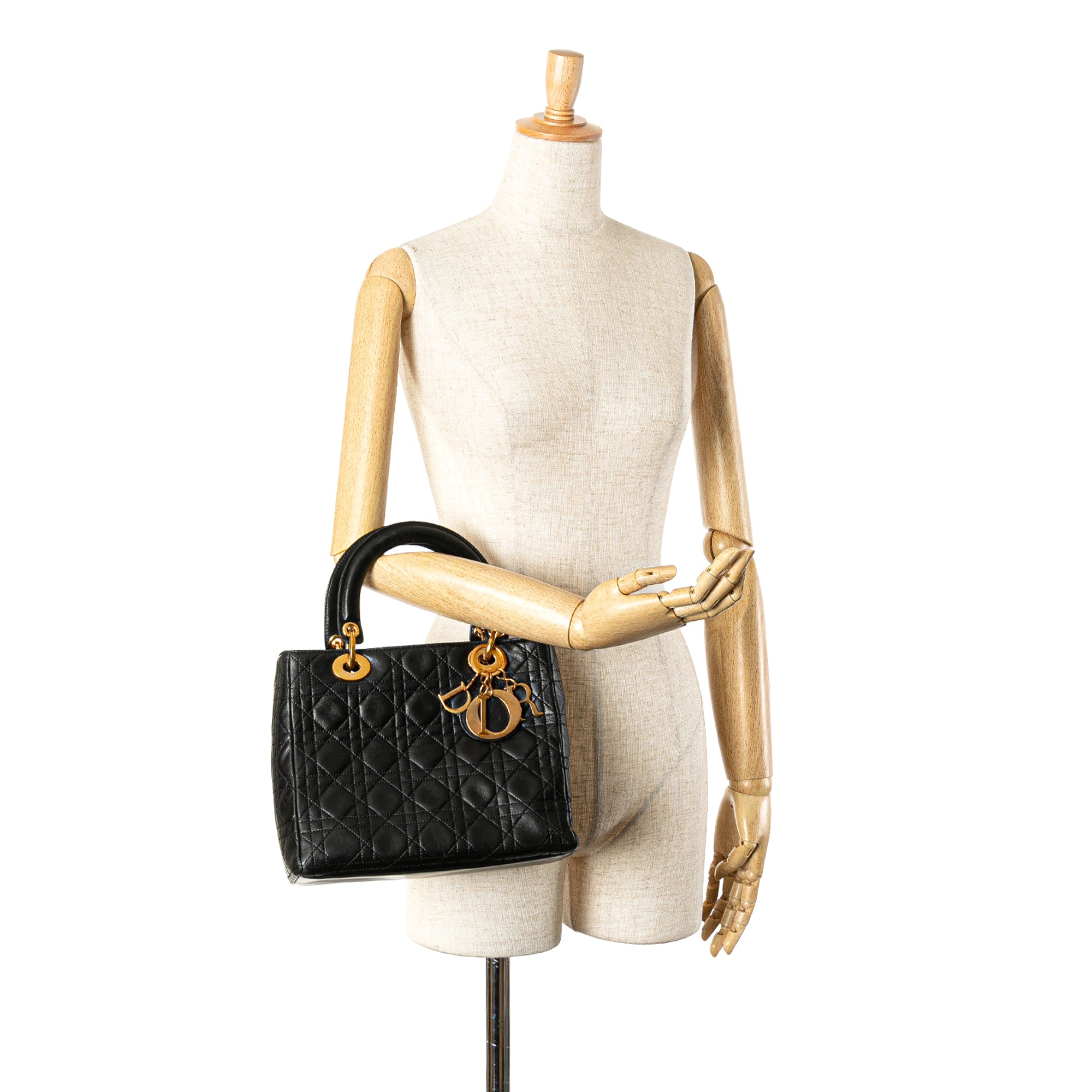 Medium Lambskin Cannage Lady Dior