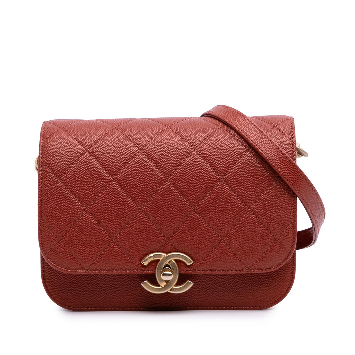 Mini CC Quilted Caviar Single Flap Messenger