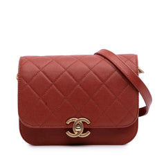 Mini CC Quilted Caviar Single Flap Messenger