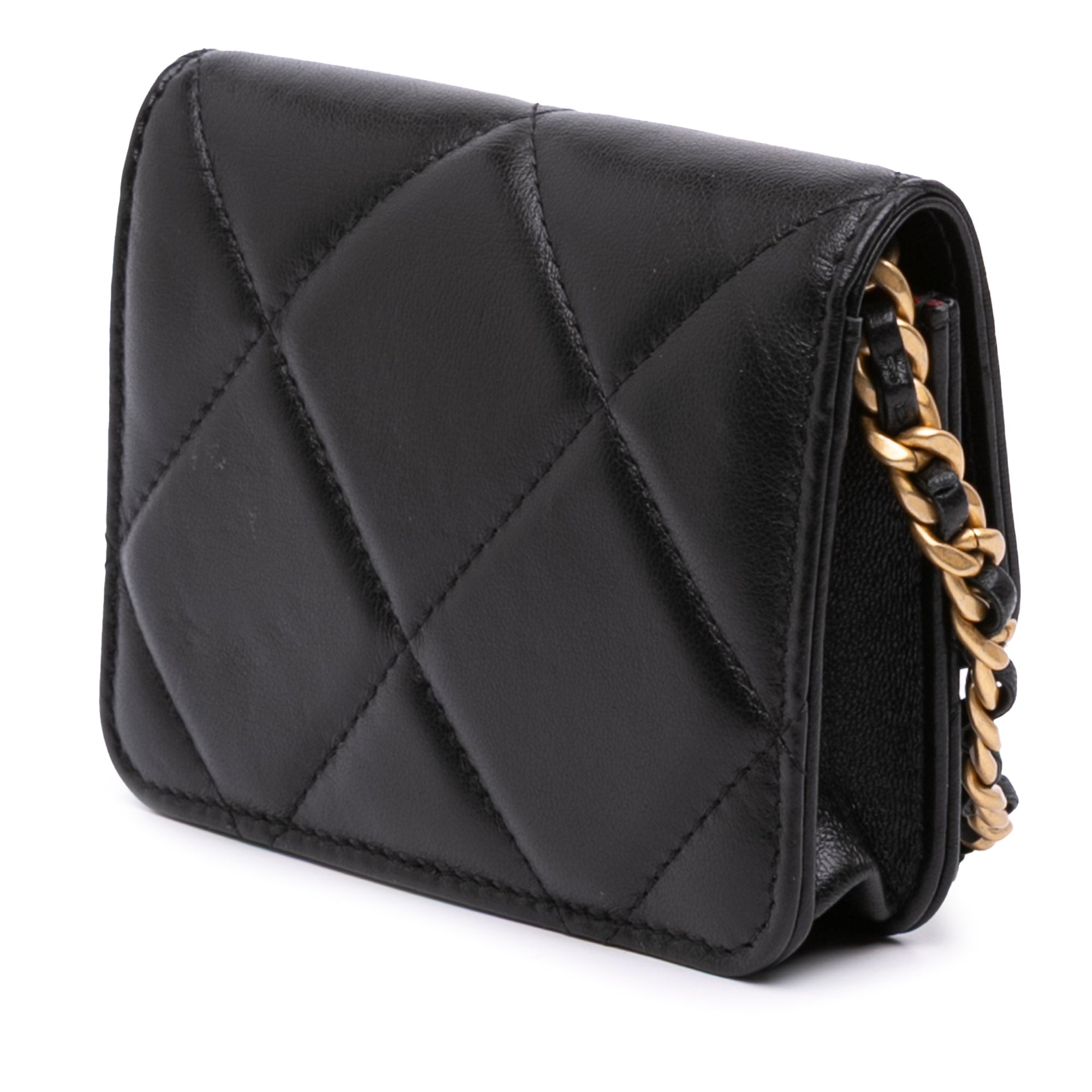 Lambskin 19 Flap Coin Purse With Chain