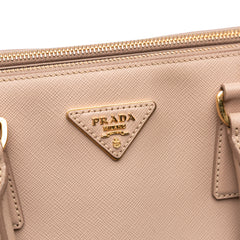 Large Saffiano Lux Galleria Double Zip Satchel