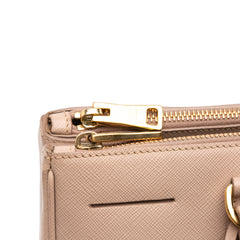 Large Saffiano Lux Galleria Double Zip Satchel