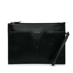 V Logo Leather Clutch_0