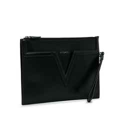 V Logo Leather Clutch_1