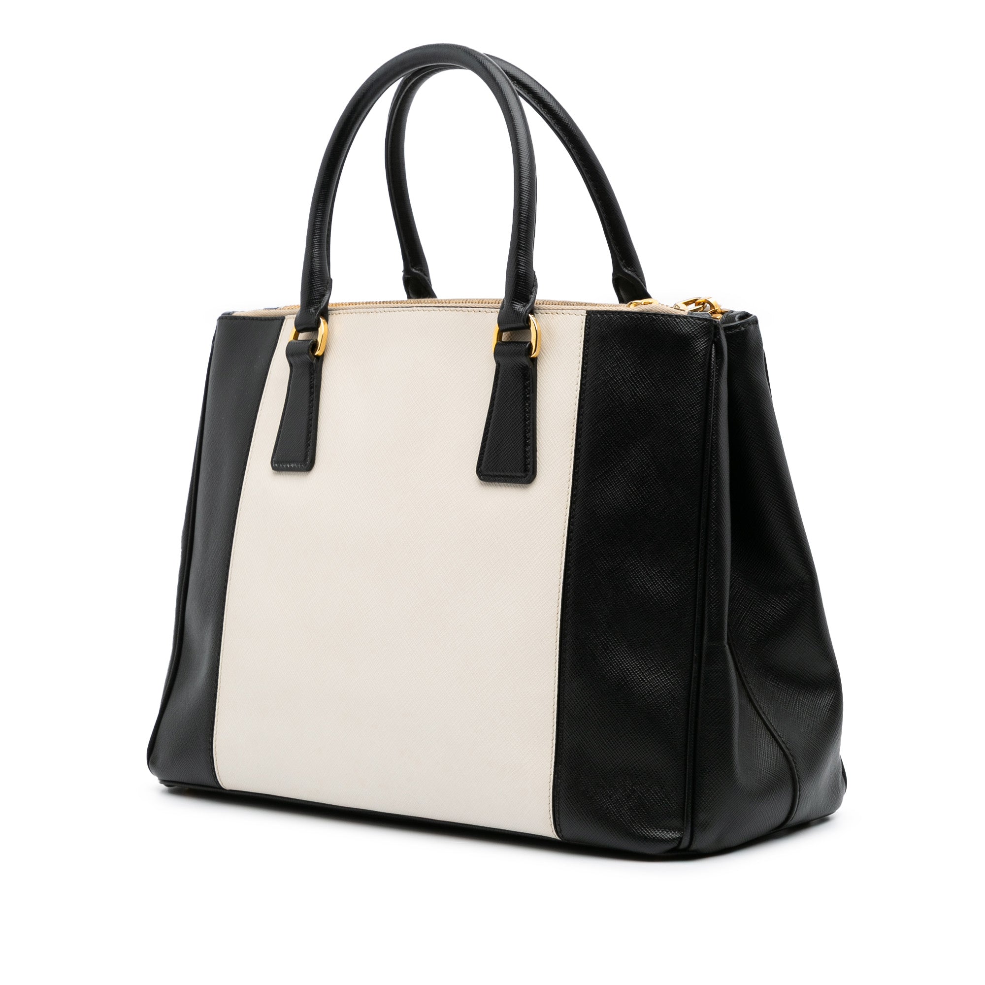 Medium Bicolor Saffiano Lux Galleria Double Zip Satchel