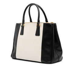 Medium Bicolor Saffiano Lux Galleria Double Zip Satchel