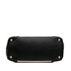 Medium Bicolor Saffiano Lux Galleria Double Zip Satchel