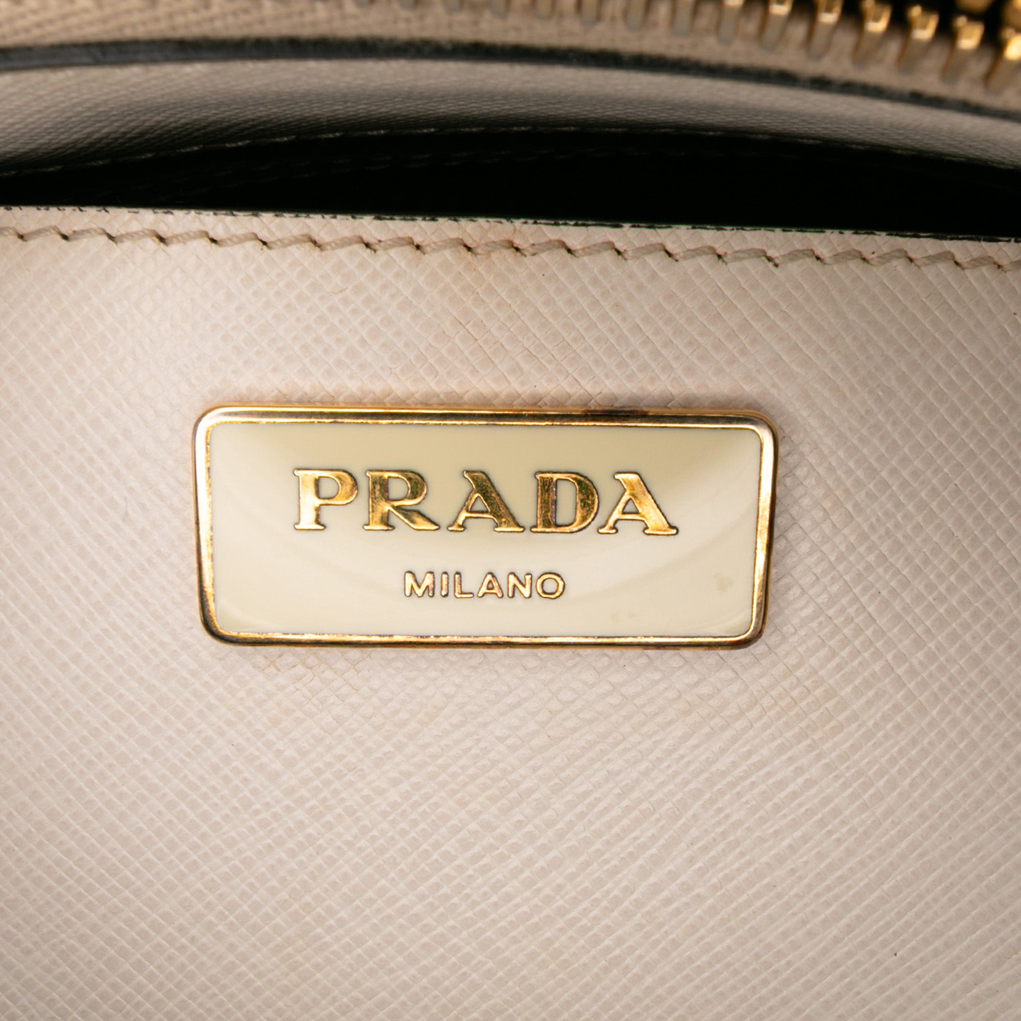 Medium Bicolor Saffiano Lux Galleria Double Zip Satchel