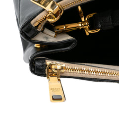 Medium Bicolor Saffiano Lux Galleria Double Zip Satchel