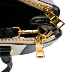 Medium Bicolor Saffiano Lux Galleria Double Zip Satchel
