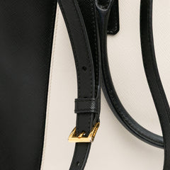 Medium Bicolor Saffiano Lux Galleria Double Zip Satchel