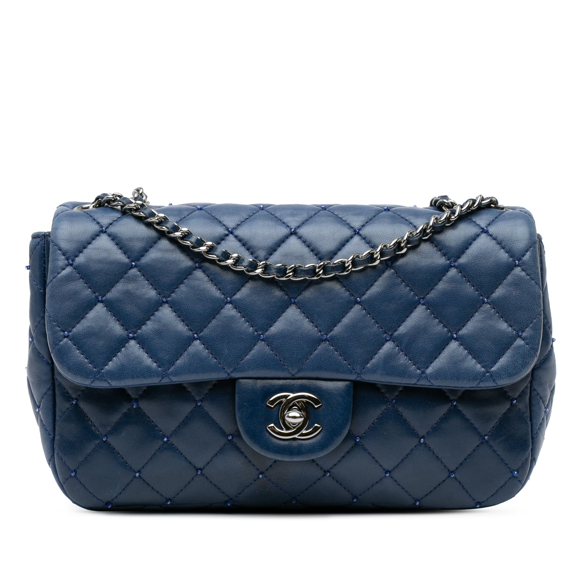 Small Quilted Lambskin Beaded Single Flap