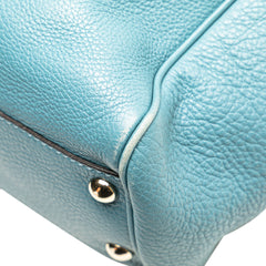 Small Calfskin Bamboo Shopper Satchel