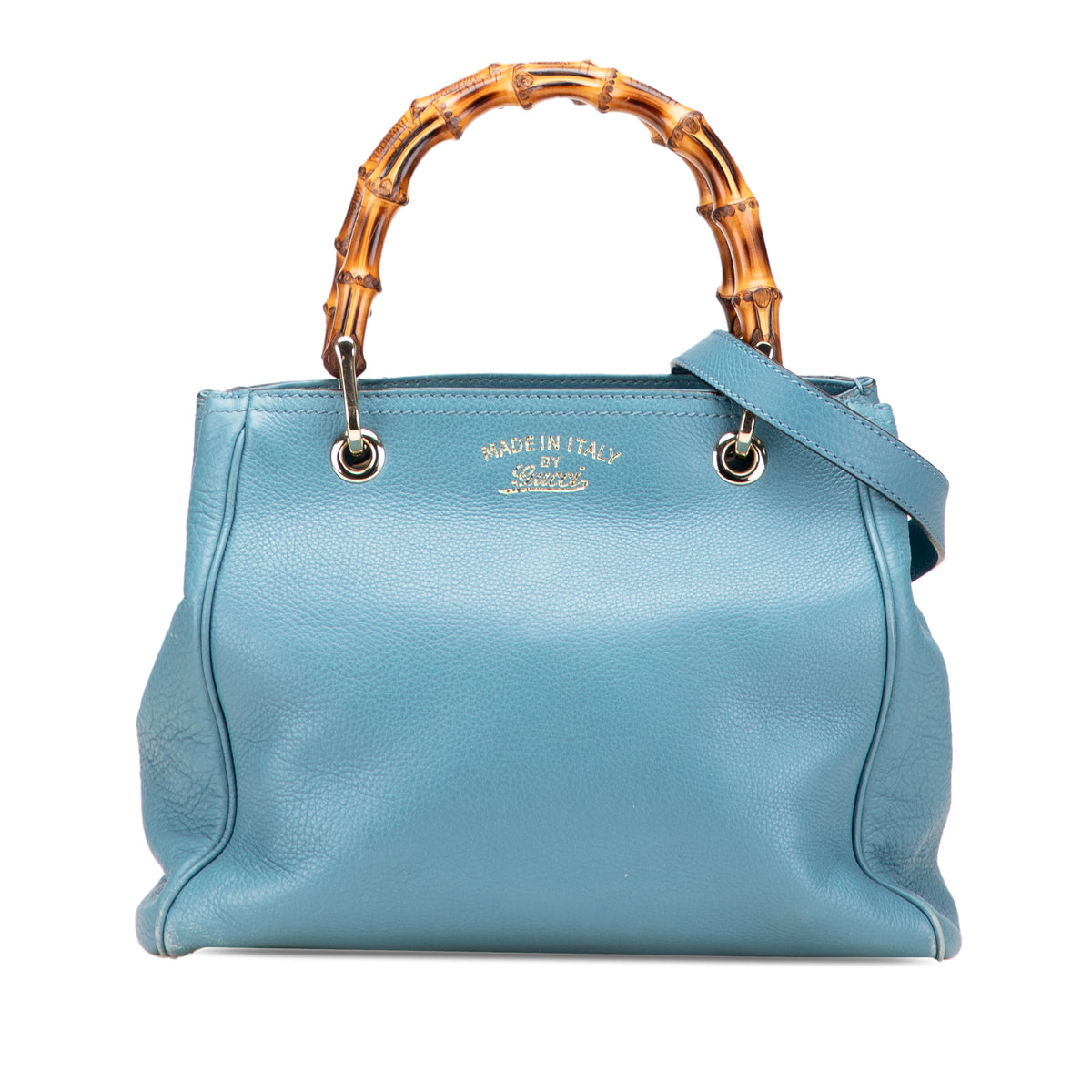 Small Calfskin Bamboo Shopper Satchel