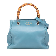 Small Calfskin Bamboo Shopper Satchel