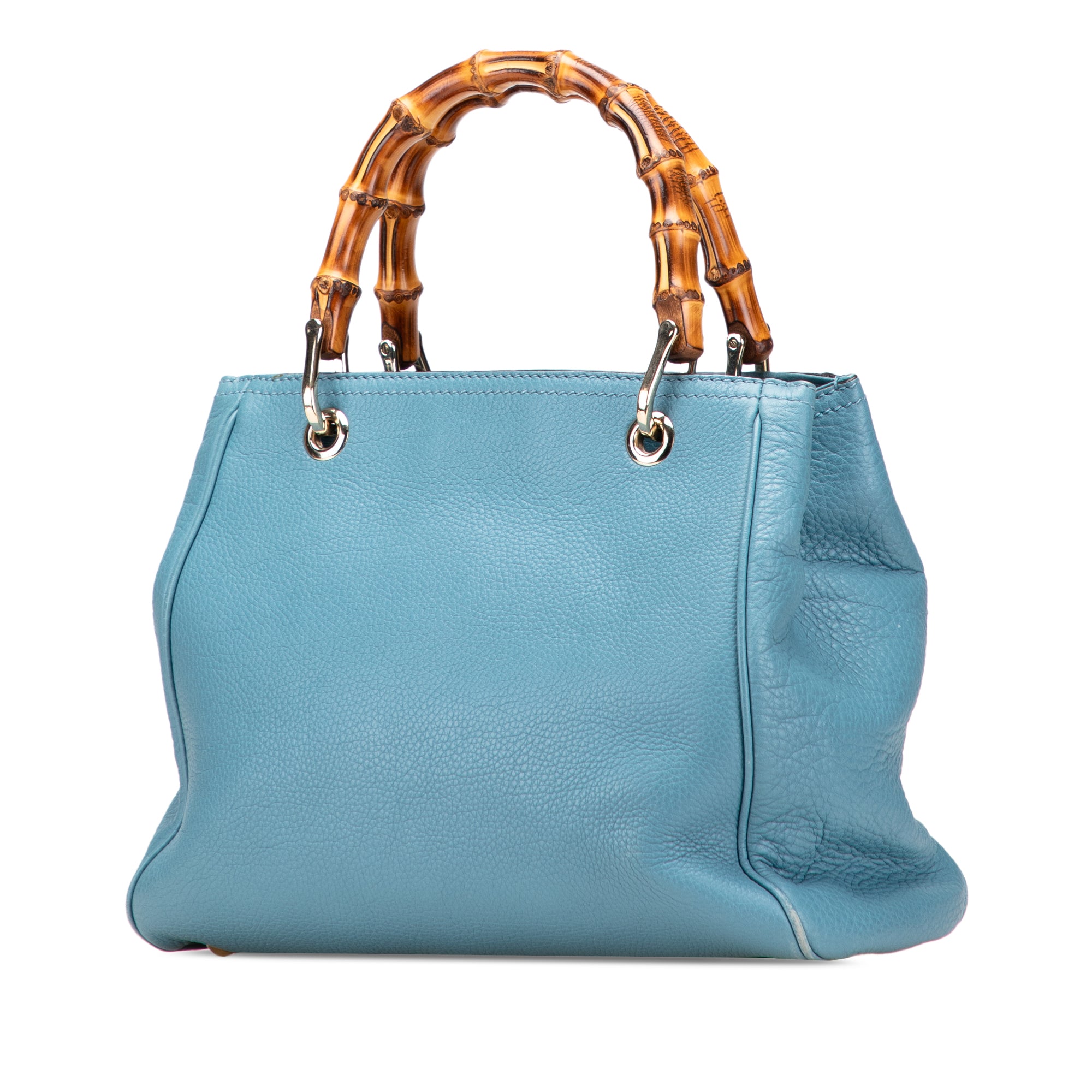 Small Calfskin Bamboo Shopper Satchel