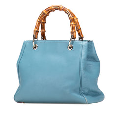 Small Calfskin Bamboo Shopper Satchel