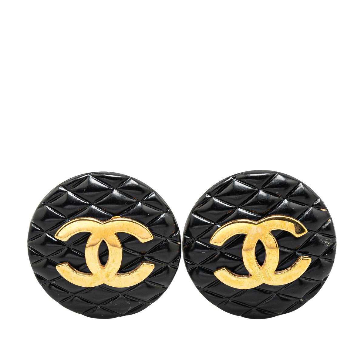 Resin Quilted CC Button Clip On Earrings