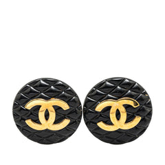 Resin Quilted CC Button Clip On Earrings