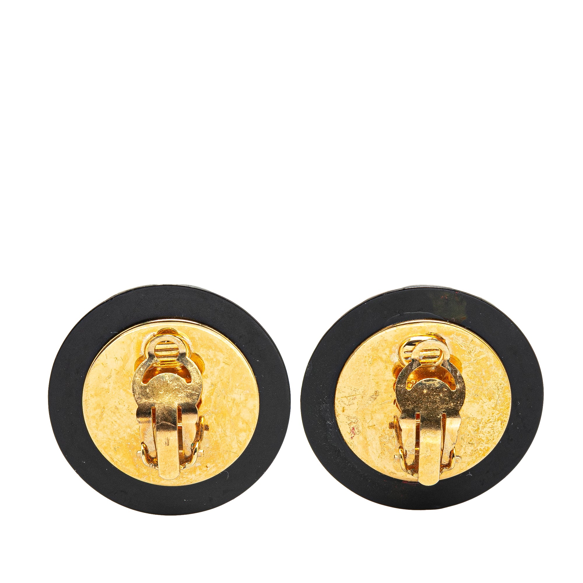 Resin Quilted CC Button Clip On Earrings