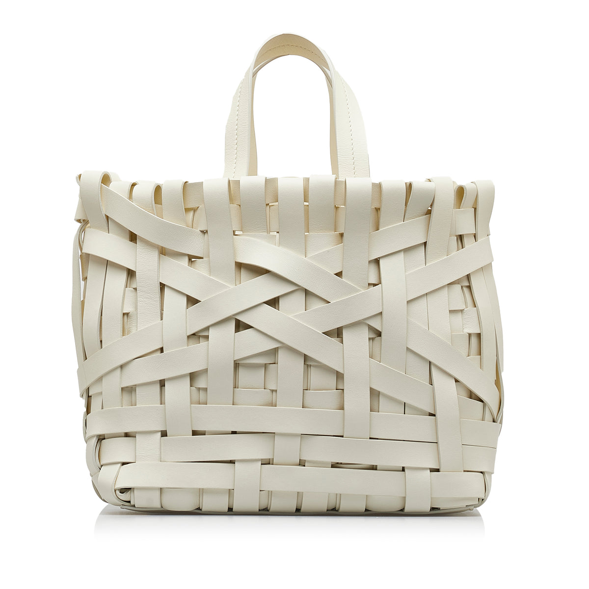 Woven Leather Basket Tote