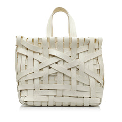 Woven Leather Basket Tote