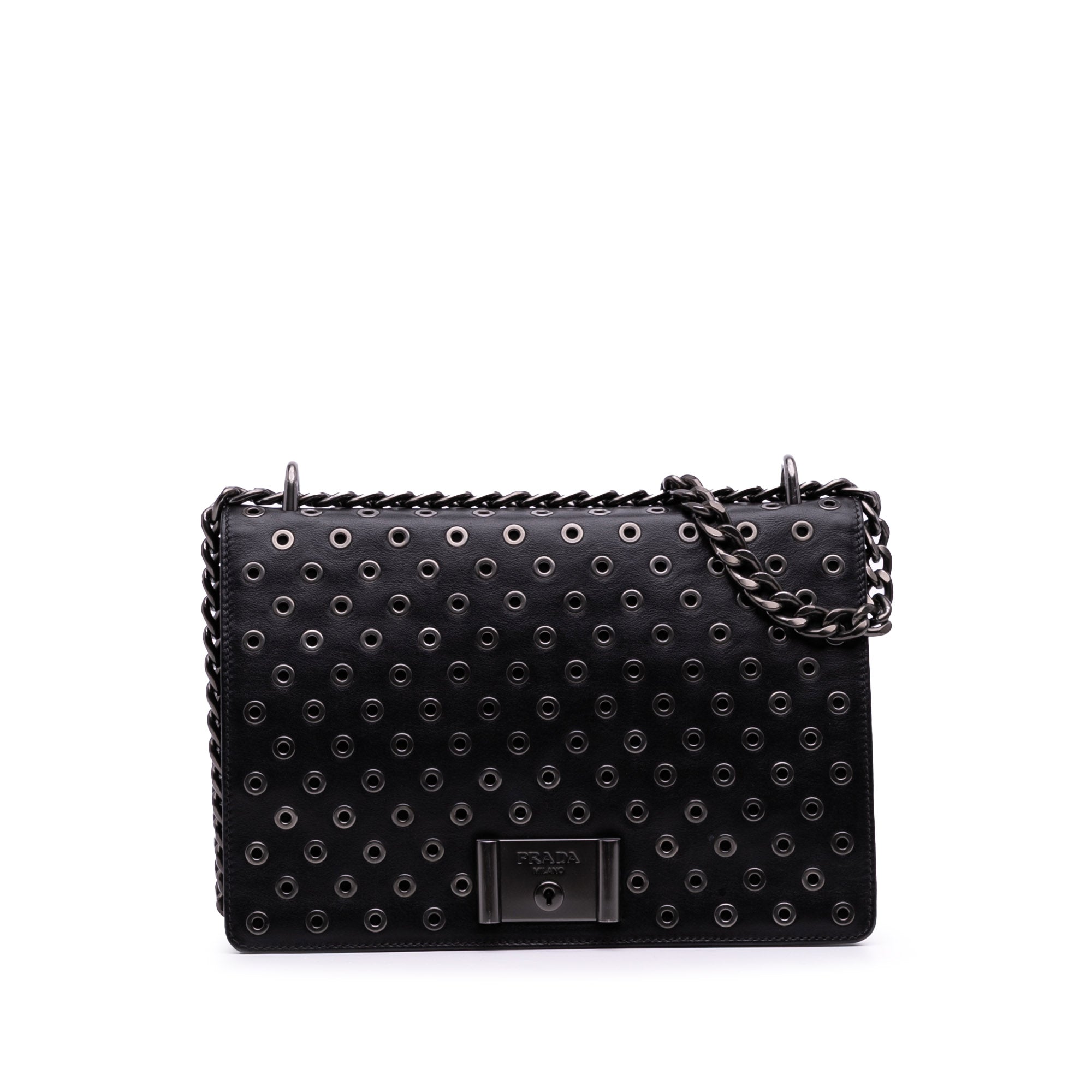 Soft Calf Grommet Lock Flap Chain Crossbody