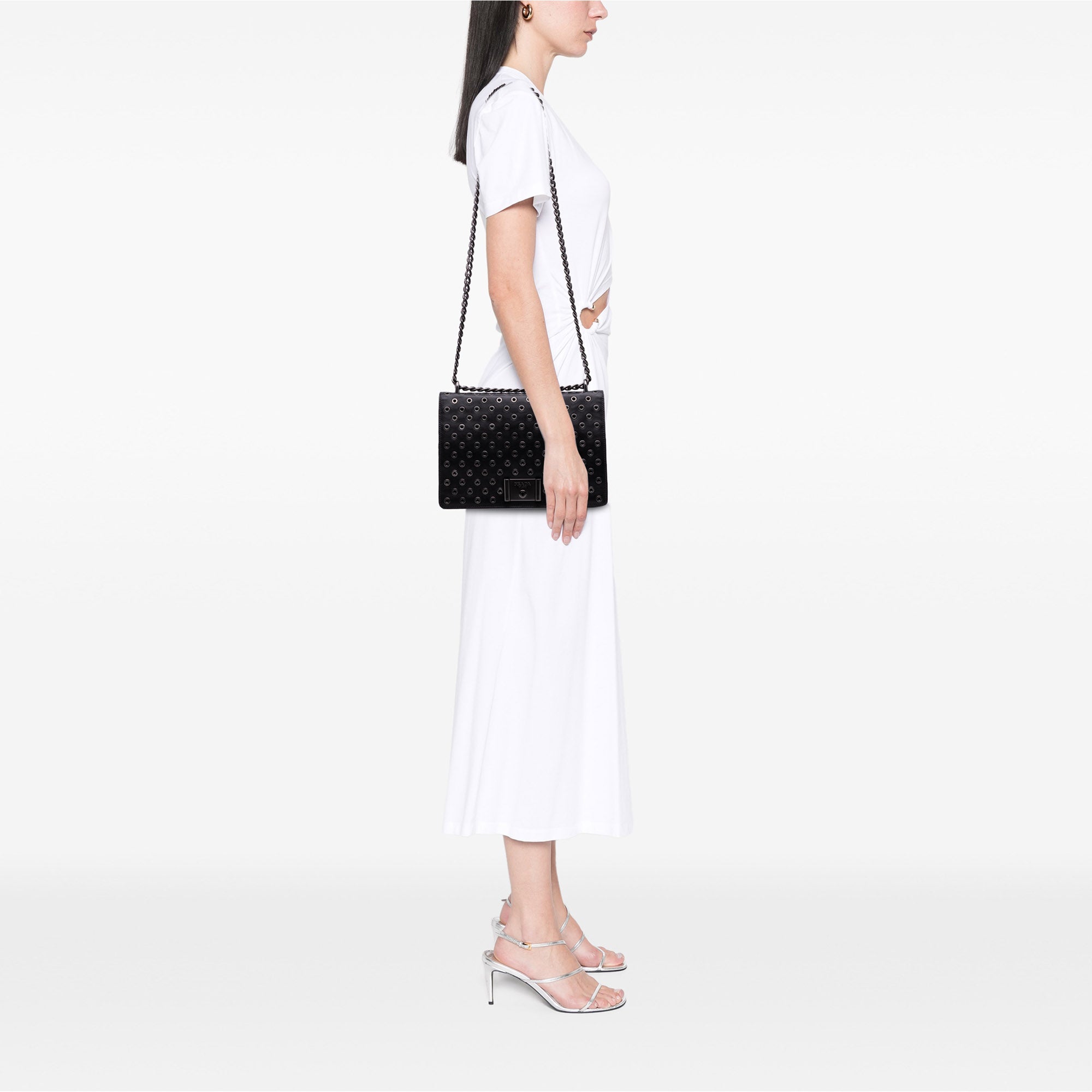 Soft Calf Grommet Lock Flap Chain Crossbody