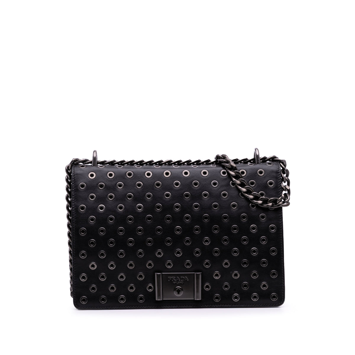 Soft Calf Grommet Lock Flap Chain Crossbody