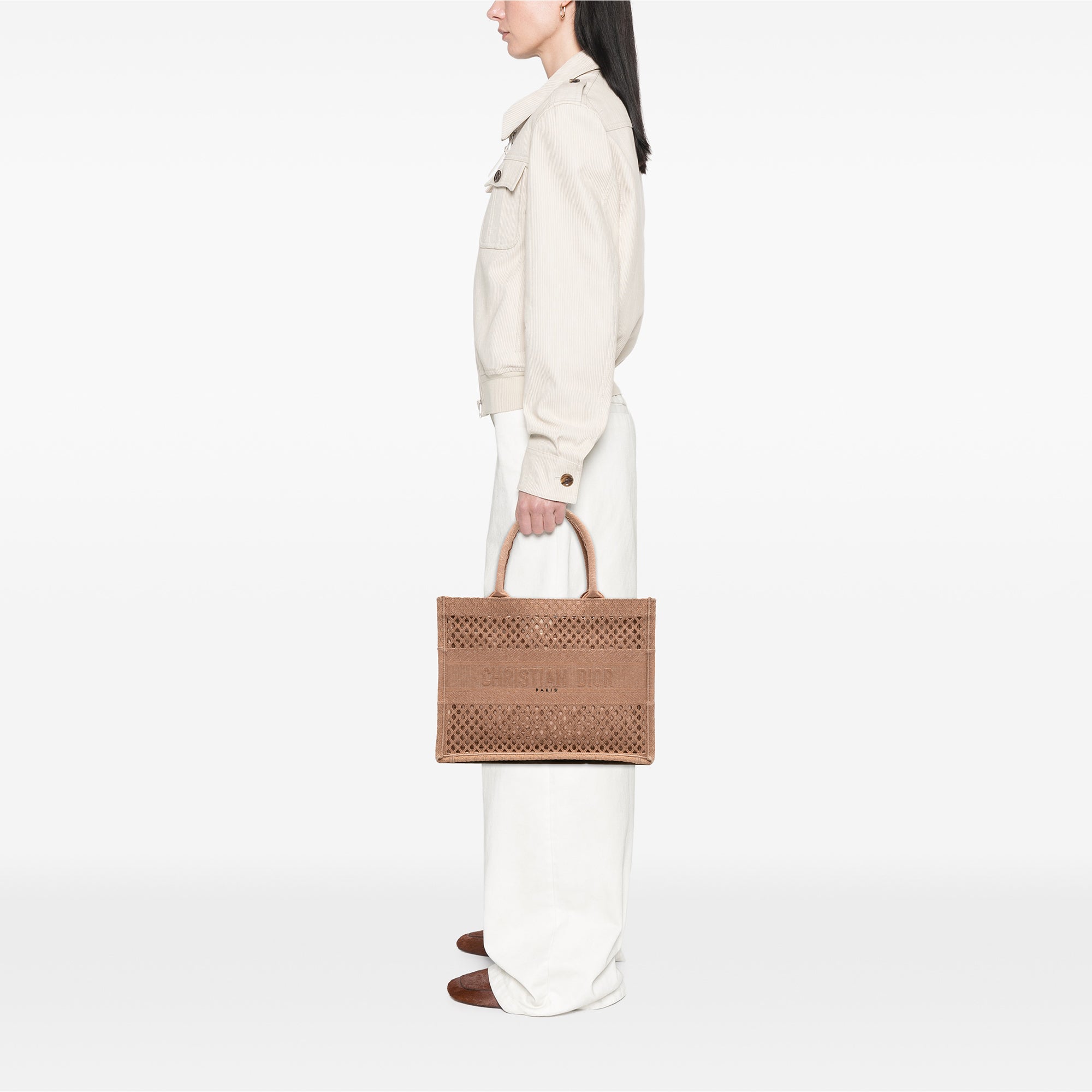 Medium Embroidered Mesh Book Tote