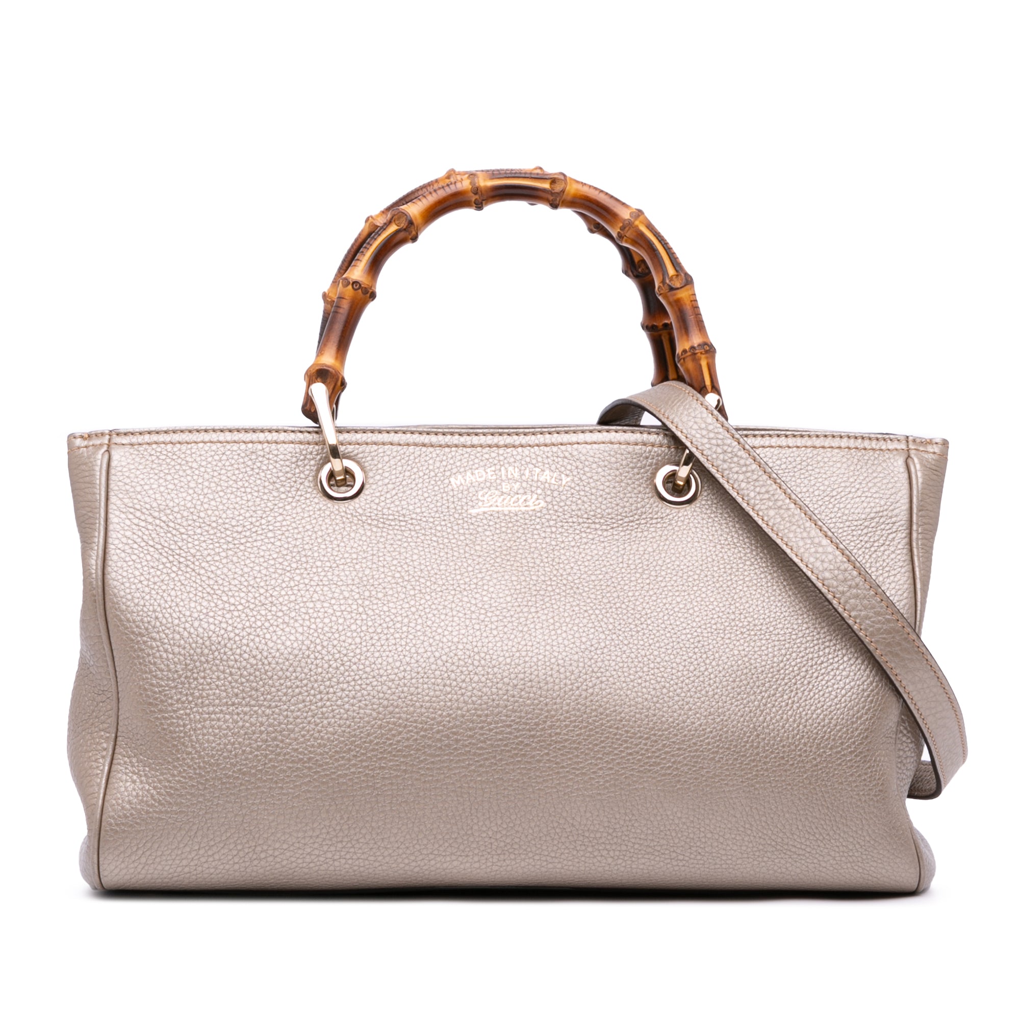 Medium Calfskin Bamboo Shopper Satchel