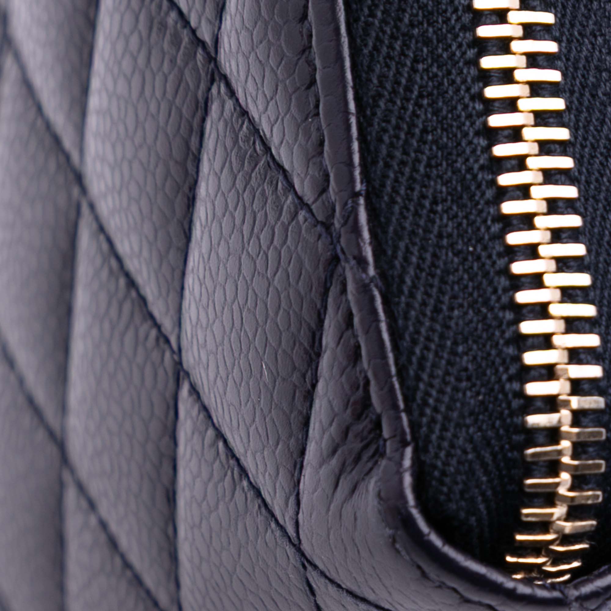 CC Quilted Caviar Zip Around Long Wallet