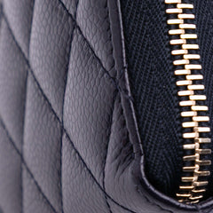 CC Quilted Caviar Zip Around Long Wallet